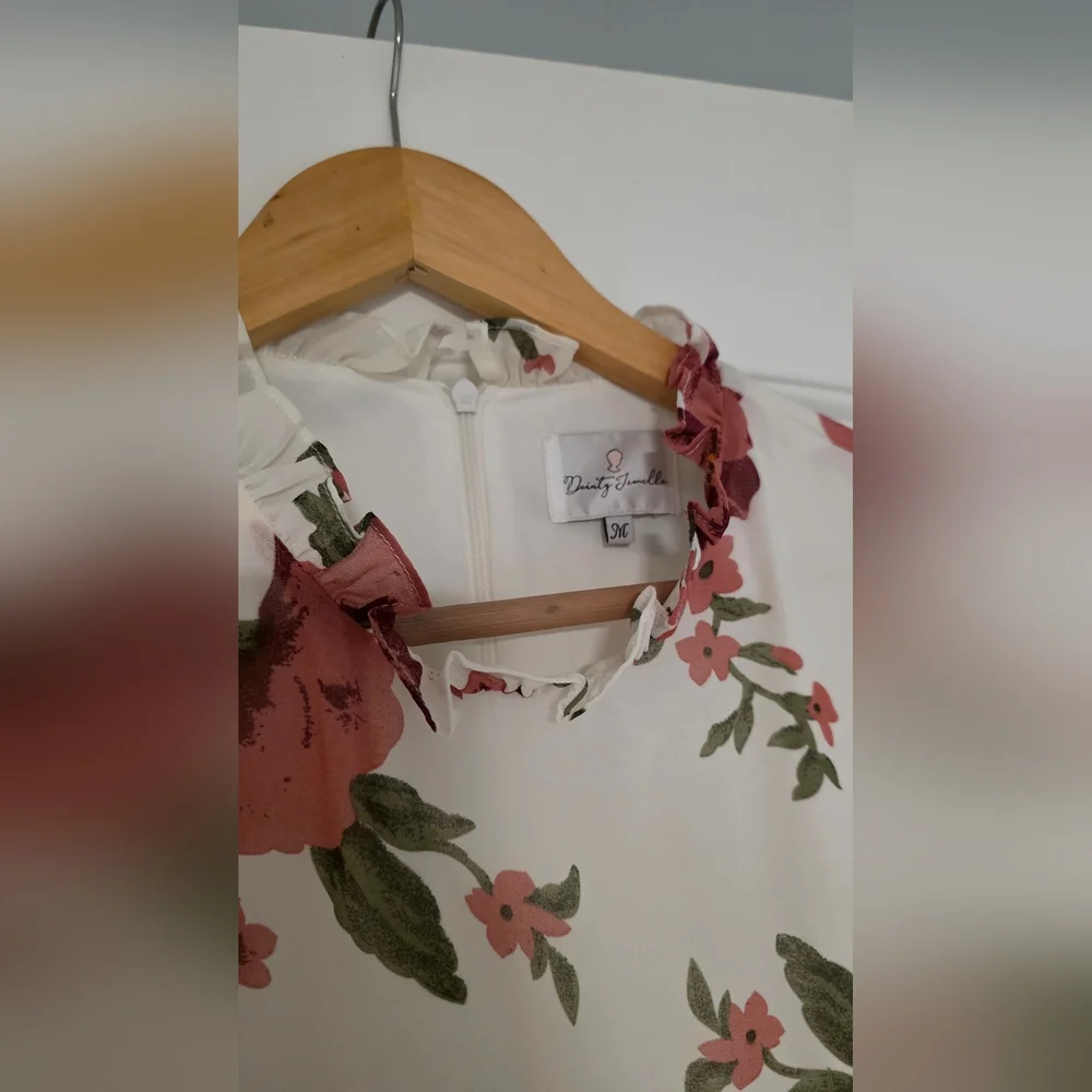 Dainty Jewells White and Pink Floral Long Sleeve Dress - Picture 2 of 2